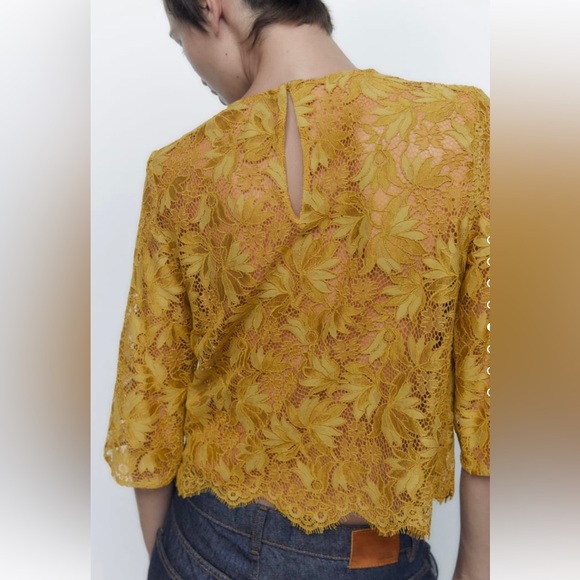 Zara floral lace blouse. Beautiful detailing. - Picture 4 of 8